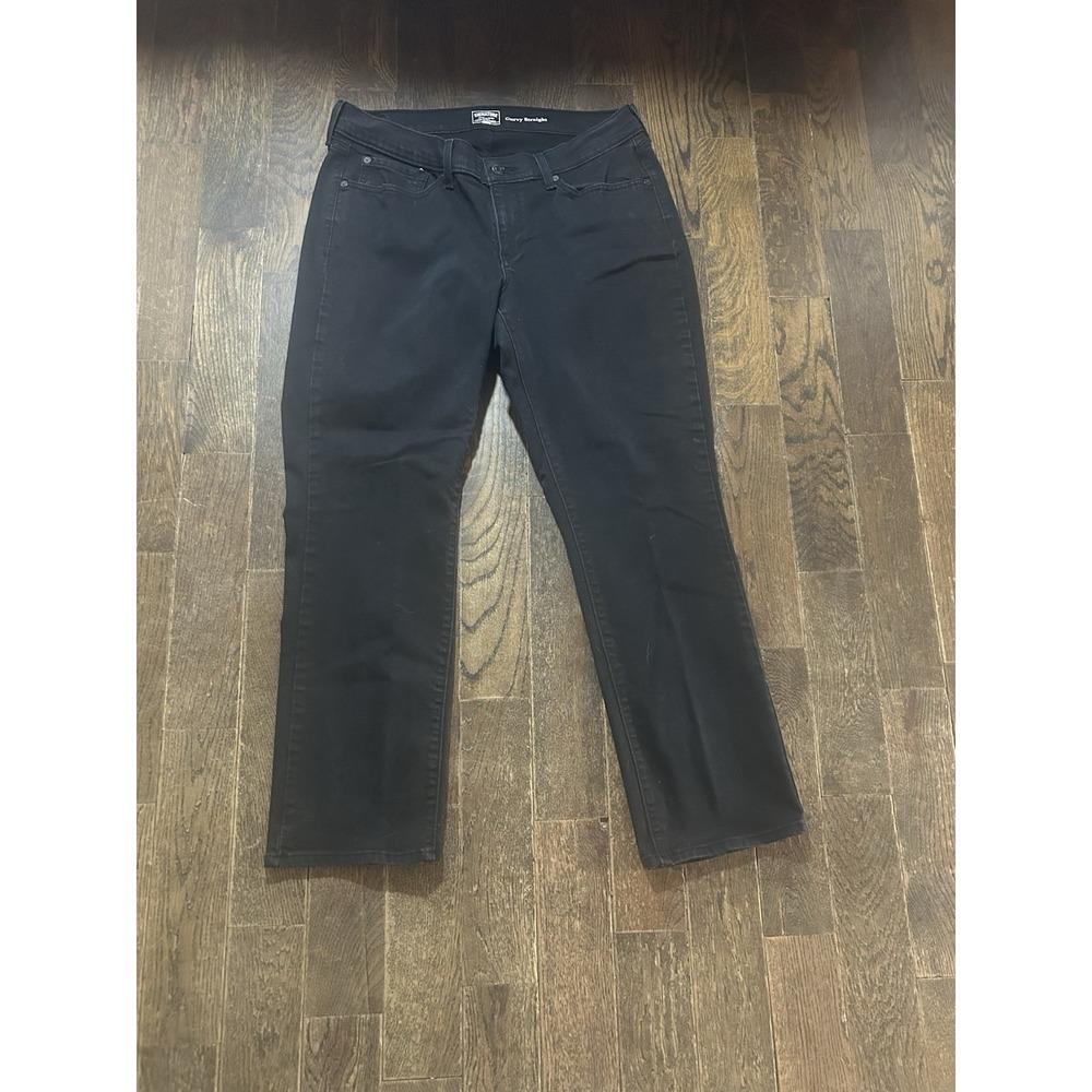 Signature by Levi Strauss Gold  Mid-Rise Curvy Straight Jeans Black Size 16S